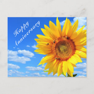 Happy Anniversary Card Sonnenblumen und Bienen Blu Postkarte