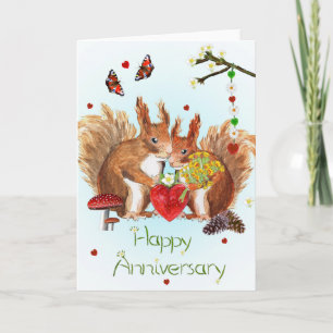 "Happy Anniversary" card with cute squirrels Karte