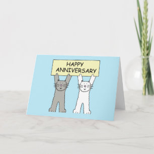 Happy Anniversary Cartoon Cats Karte