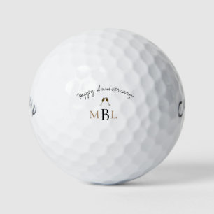 Happy Anniversary Champagne Monogram Callaway Golfball