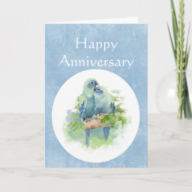 Happy Anniversary Christlich Cuddling Parrot Karte (Vorderseite)