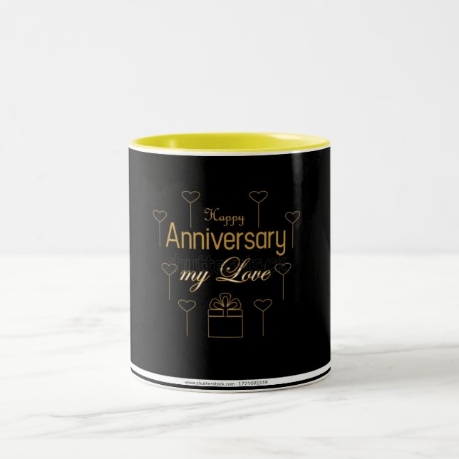 **HAPPY ANNIVERSARY** COFFEE MUG ZWEIFARBIGE TASSE (Mittel)