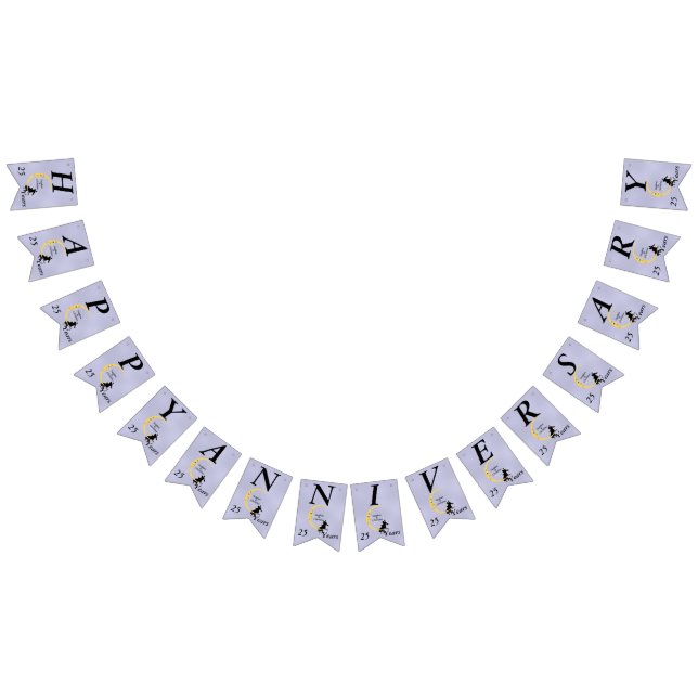 Happy Anniversary Couple on Crescent Moon Stars Wimpelkette (Alle)