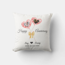 Happy Anniversary - Custom Foto On Red Balloon Kissen
