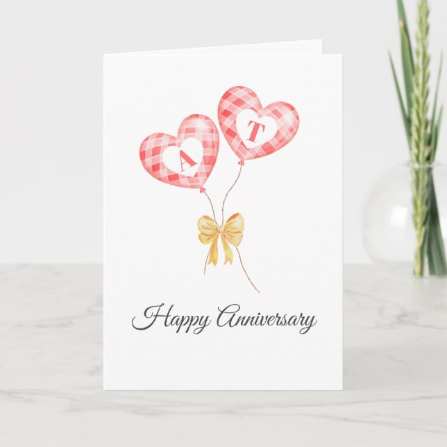 Happy Anniversary - Custom Letter On Red Balloon Karte (Vorderseite)