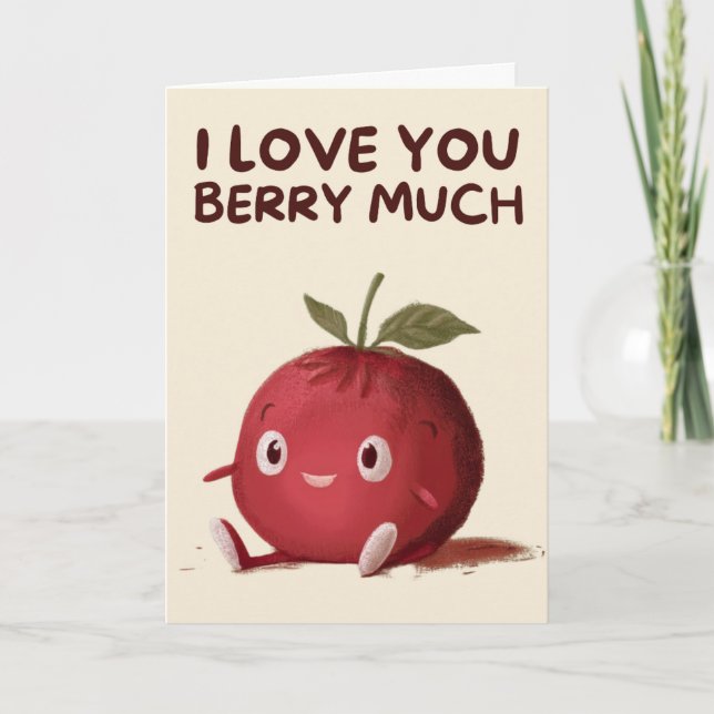 Happy Anniversary Cute Funny Simple Berry Card Karte (Vorderseite)