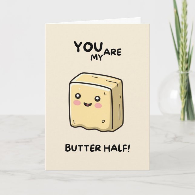 Happy Anniversary Cute Funny Simple Butter Card Karte (Vorderseite)
