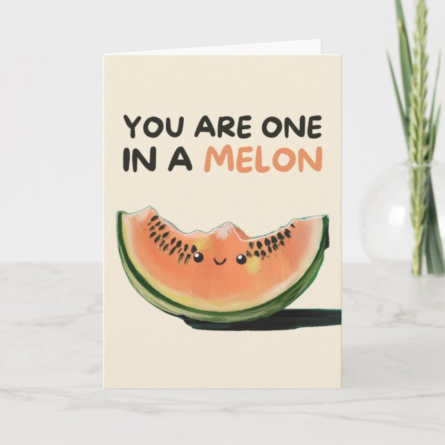 Happy Anniversary Cute Funny Simple Melon Card Karte (Vorderseite)
