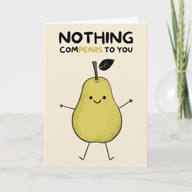 Happy Anniversary Cute Funny Simple Pear Card Karte (Vorderseite)