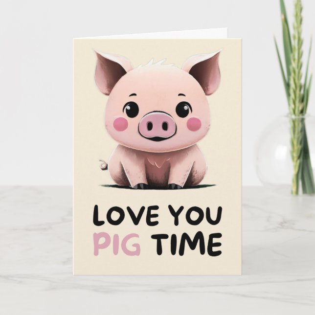 Happy Anniversary Cute Funny Simple Pig Card Karte (Vorderseite)