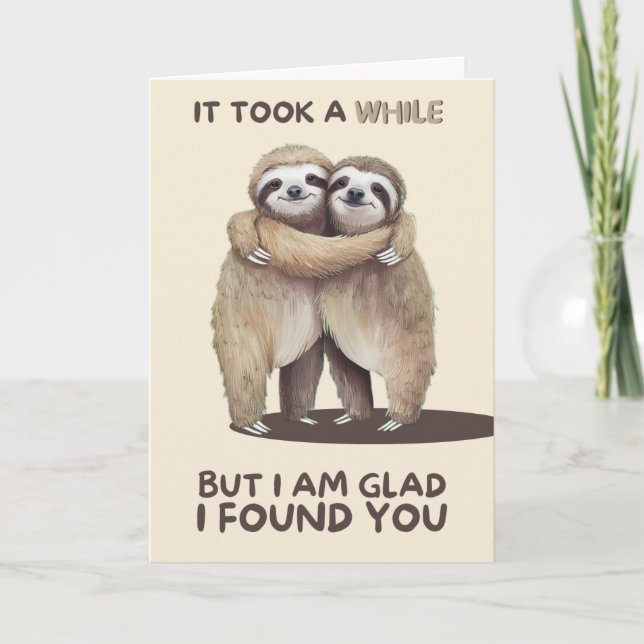 Happy Anniversary Cute Funny Simple Sloth Card Karte (Vorderseite)