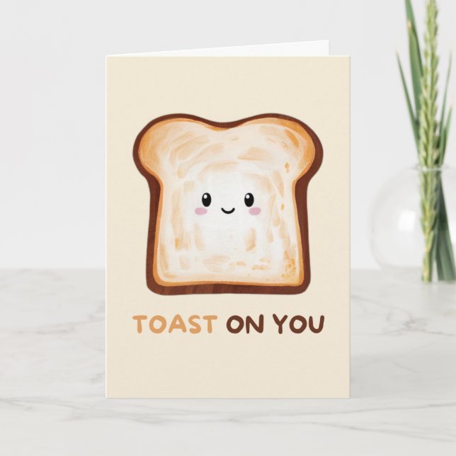 Happy Anniversary Cute Funny Simple Toast Card Karte (Vorderseite)