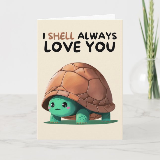 Happy Anniversary Cute Funny Simple Turtle Card Karte (Vorderseite)