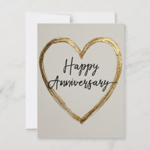 "Happy Anniversary"-Design mit goldenem Herzen Postkarte