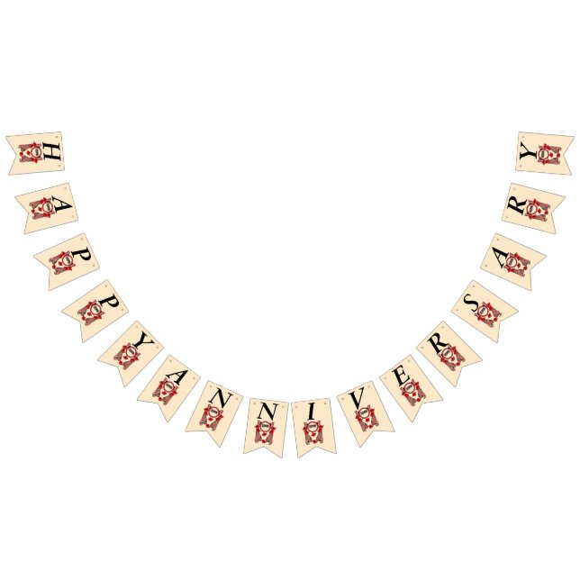 Happy Anniversary Dreaming Rote Blume Schmetterlin Wimpelkette (Alle)