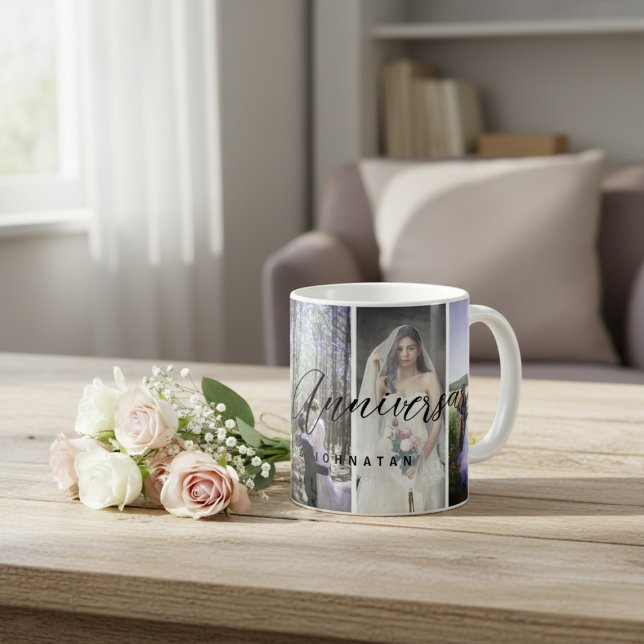 Happy Anniversary Foto Collage Tasse Vertikales Fo (Von Creator hochgeladen)