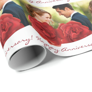 Happy Anniversary Foto rote Rosen Umschlagpapier Geschenkpapier