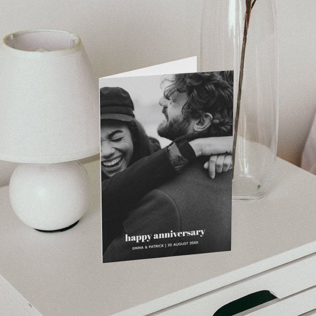 Happy Anniversary Foto Trendy Romantic Card Dankeskarte (Von Creator hochgeladen)