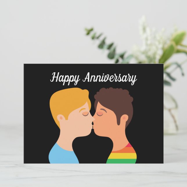 Happy Anniversary Gay Men Paare Romantische Liebe  Karte (Stehend Vorderseite)