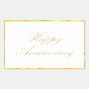 Happy Anniversary Gold Trim und Schriftart Skript Rechteckiger Aufkleber