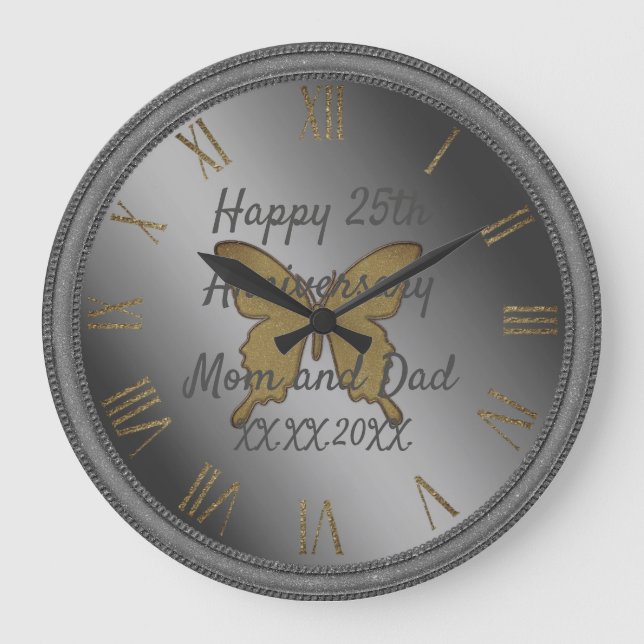 Happy Anniversary Große Wanduhr (Vorderseite)