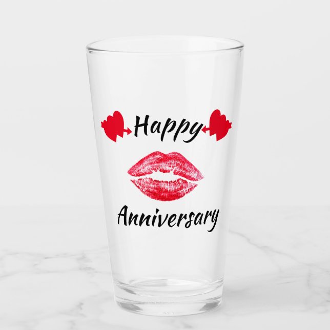 HAPPY ANNIVERSARY KISS GLAS (Vorderseite)