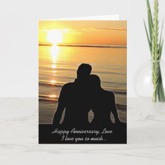 Happy Anniversary Liebe, Ocean Sunset Karte (Vorderseite)