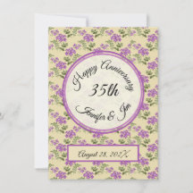 Happy Anniversary Lila Violetten auf blassgelb