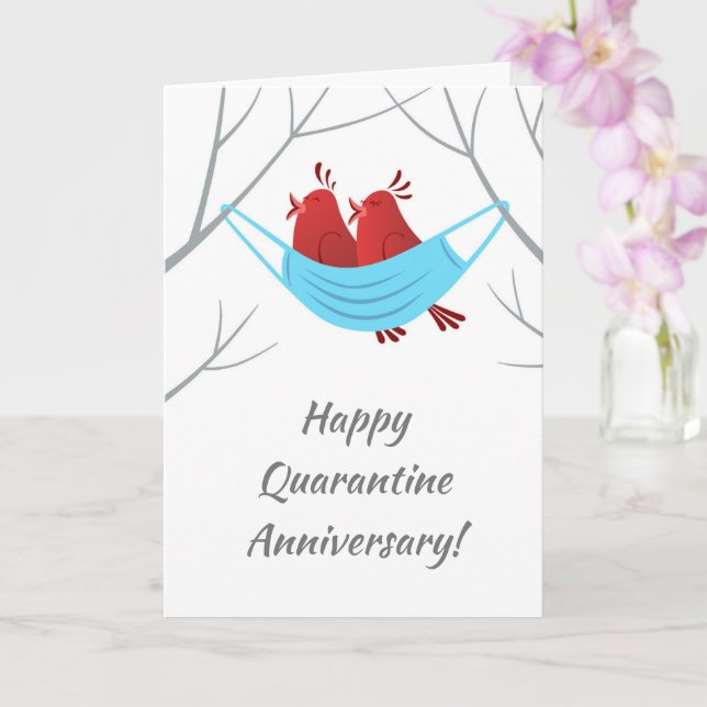 Happy Anniversary Love Birds Mask Card Karte (Orchidee)