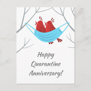Happy Anniversary Love Birds Maske Postcard Postkarte