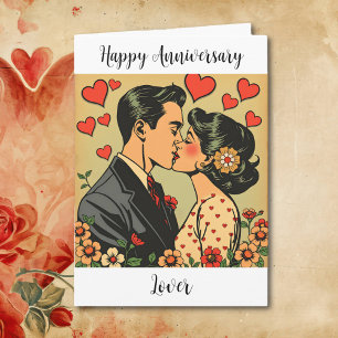 Happy Anniversary Lover Retro Pop Art Karte