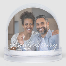 Happy Anniversary Modern Script Personalized Photo Schneekugeln