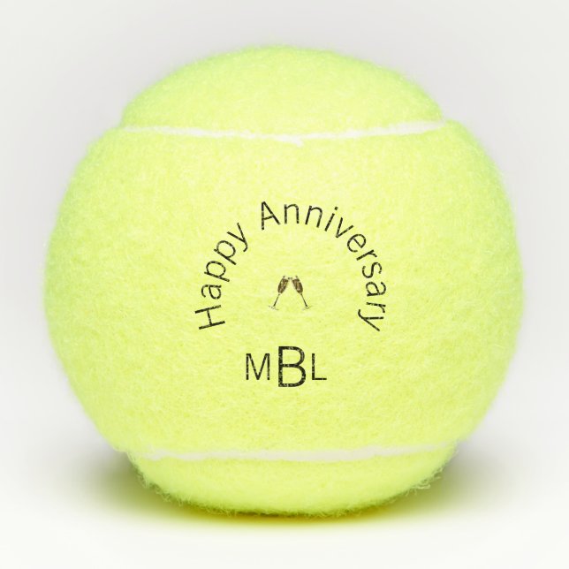 Happy Anniversary Monogram Champagne Penn Tennisbälle (Vorderseite)
