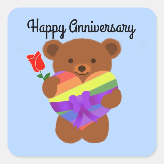 Happy Anniversary Niedlich Teddy Bär #2 Stickers (Vorderseite)
