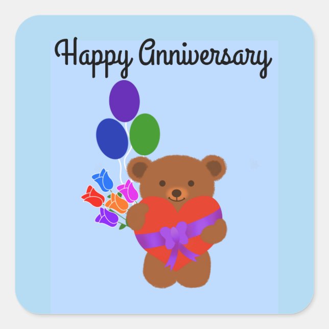 Happy Anniversary Niedlich Teddy Bär #3 Stickers (Vorderseite)