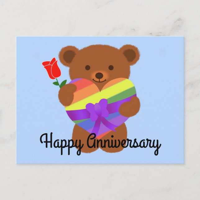 Happy Anniversary Niedlich Teddy Bear #2 Postcard Postkarte (Vorderseite)