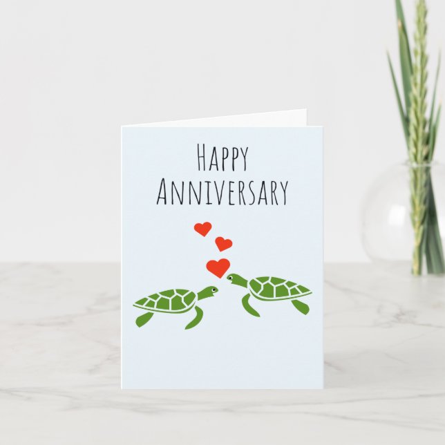 Happy Anniversary - Niedliches Turtle Couple Karte (Vorderseite)