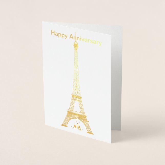 Happy Anniversary Paris Eiffel Tower Foil Card Folienkarte (Vorderseite)