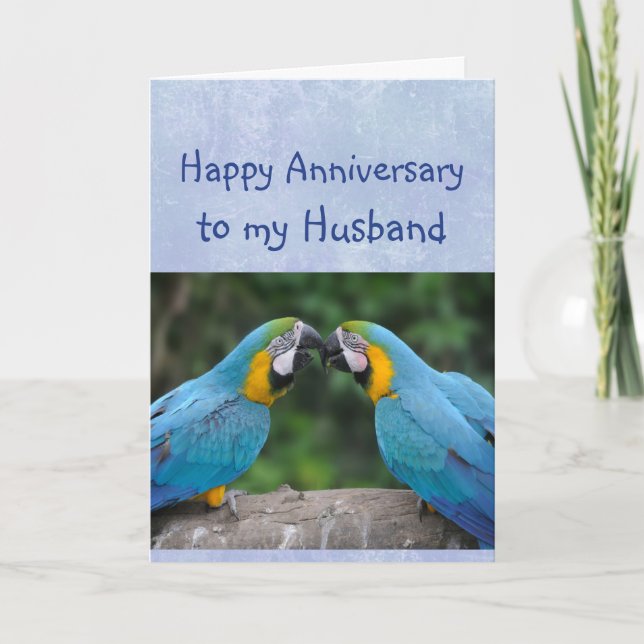 Happy Anniversary Parrot Husband Love Card Karte (Vorderseite)
