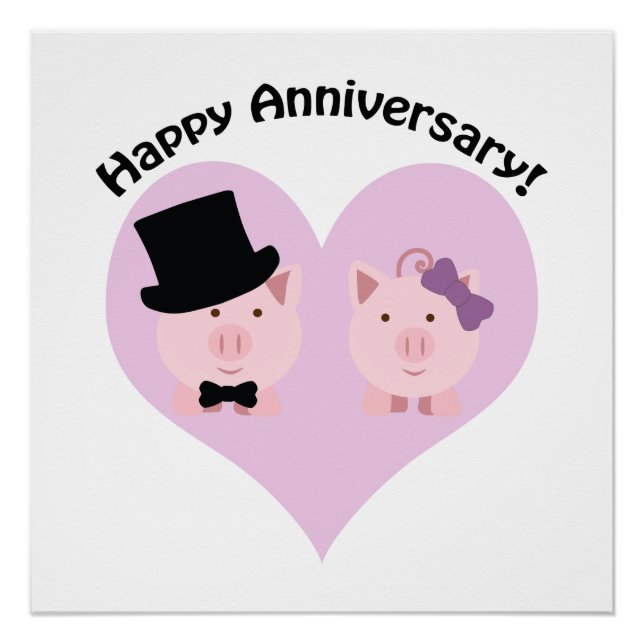 Happy Anniversary Pig Paar Poster (Vorderseite)