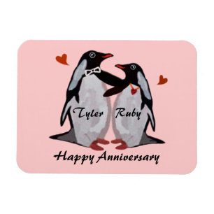 Happy Anniversary Pinguin Liebe Magnet