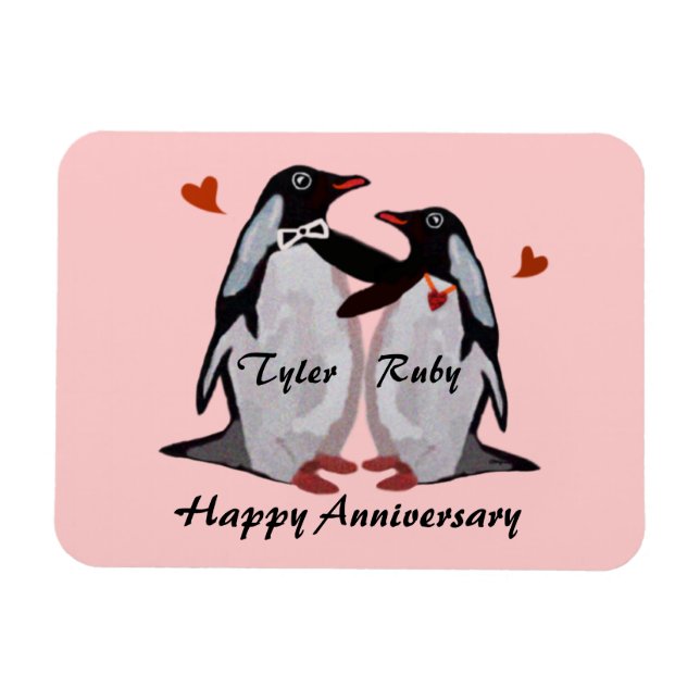 Happy Anniversary Pinguin Liebe Premium Magnet (Horizontal)