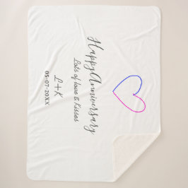 Happy anniversary pink blue heart name date simple sherpadecke