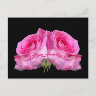 Happy Anniversary Pink Roses Collectiable Postcard Postkarte