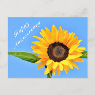Happy Anniversary Postcard Sonnenblume auf Blue Sk Postkarte