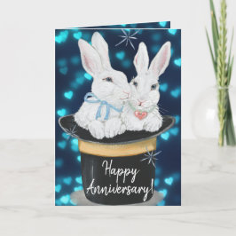 Happy Anniversary Rabbits Magic Top Hat Custom Karte