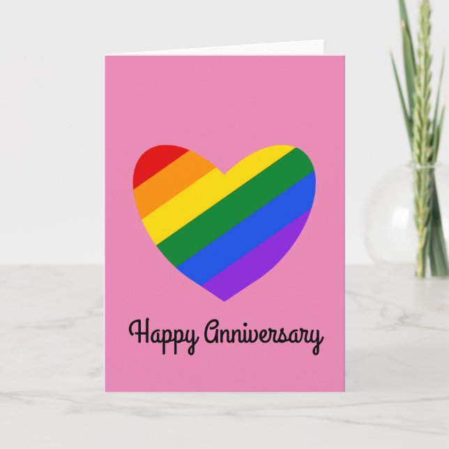 Happy Anniversary Rainbow Heart #1 Karte (Vorderseite)