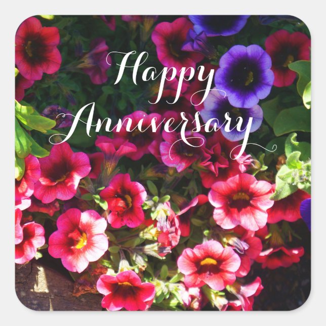 Happy Anniversary Red Petunias #1 Stickers (Vorderseite)