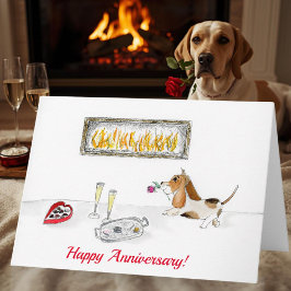Happy Anniversary Romantic Hound Dog Karte