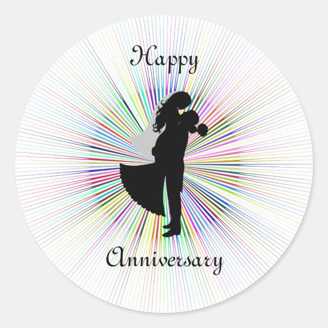 Happy Anniversary Round Sticker (Vorderseite)